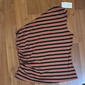 a new day Black and Brown Striped Top